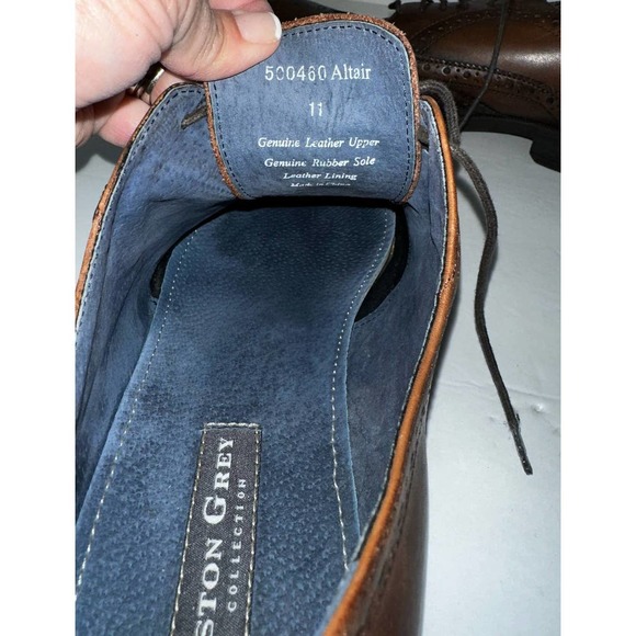 Aston Grey Altair‎ brown wingtip shoes size 11 - Picture 5 of 6